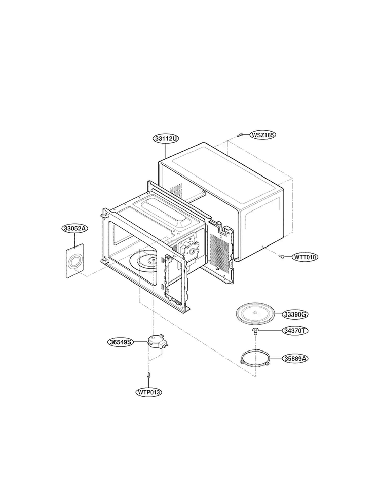 Oven Cavity Parts Diagram and Parts List for LTM9000ST-01  LG Microwave