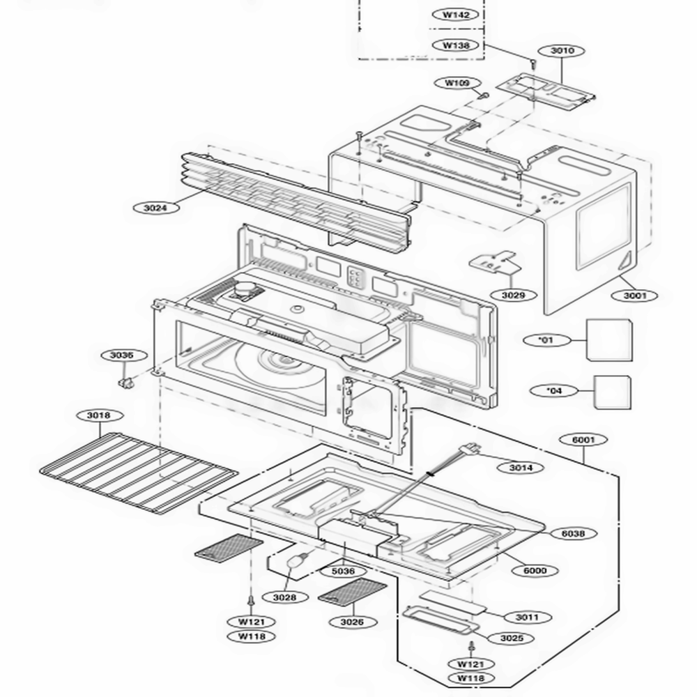 Oven Cavity Parts Diagram and Parts List for MMV5165AAB ABKEMTG LG Wall Oven