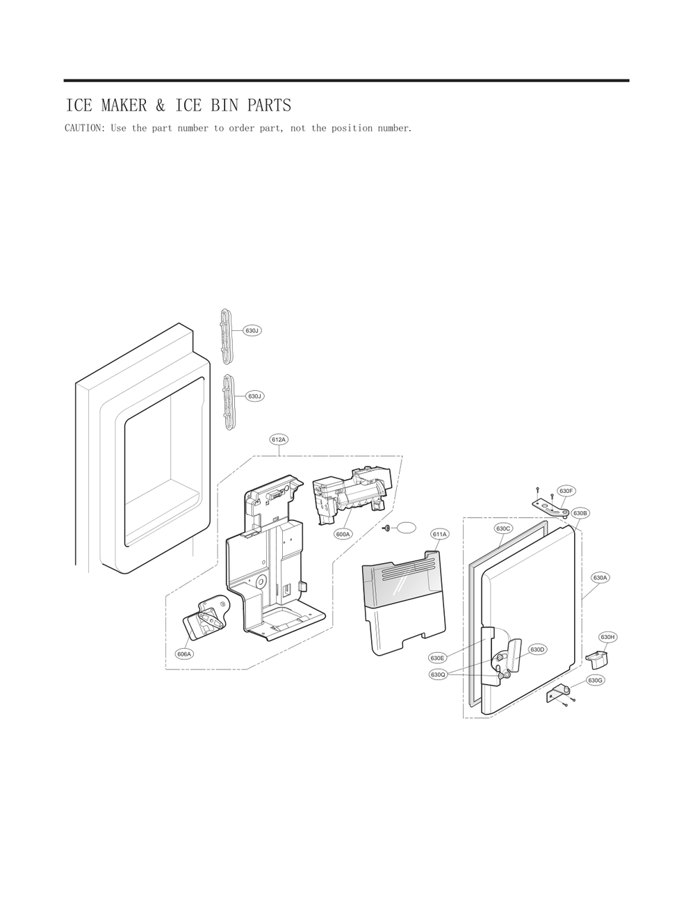Ice Maker And Ice Bin Parts Diagram and Parts List for GC-L288NSJP ASTCNA4 LG Refrigerator
