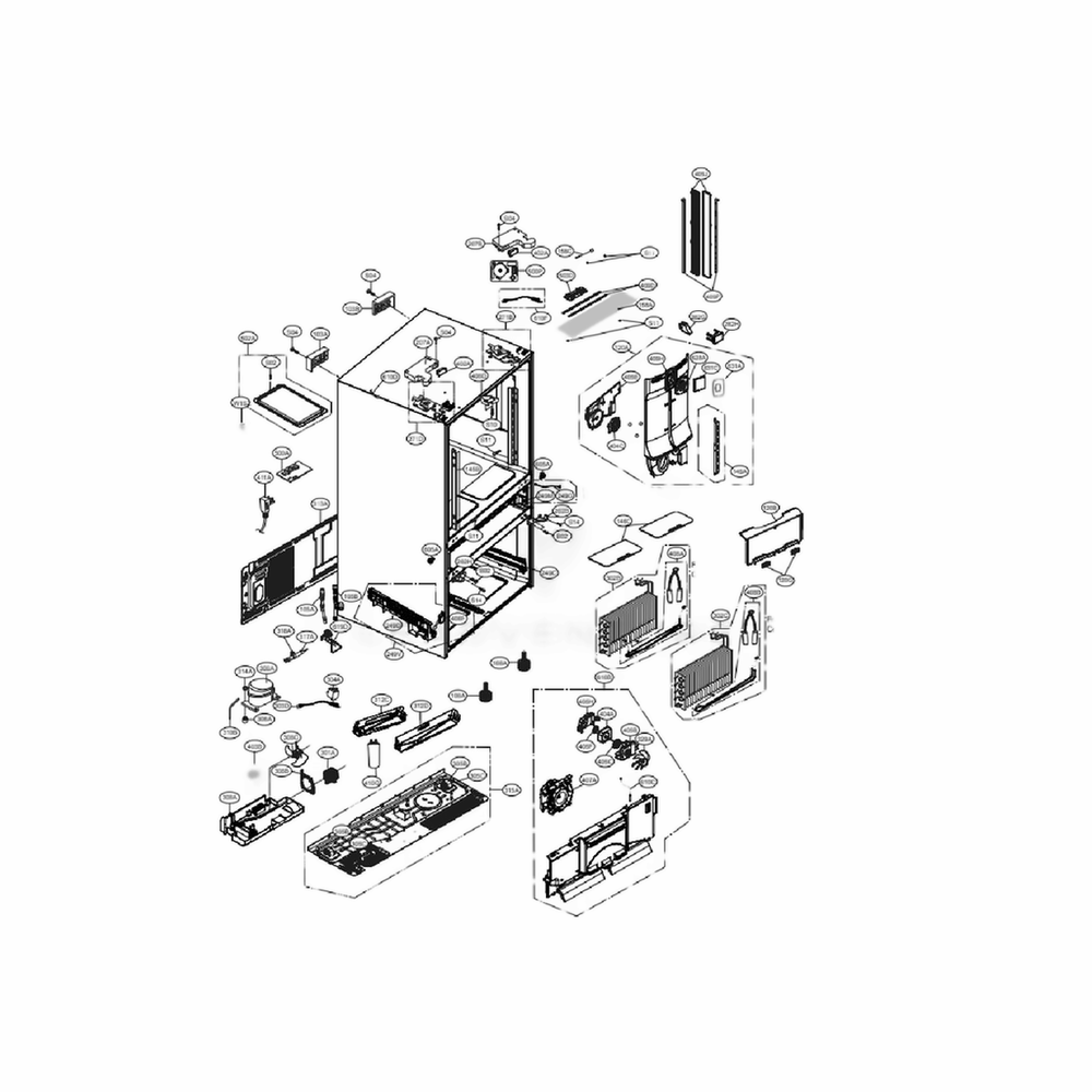 Case Parts Diagram and Parts List for LMXS30776D ASBCNA1 LG Refrigerator