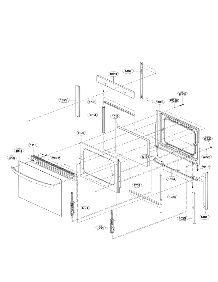 Lower Door Parts Diagram and Parts List for LDE3035SB  LG Range