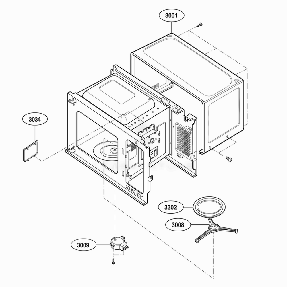 Oven Cavity Parts Diagram and Parts List for LCS1013SW CWHEBBY LG Range