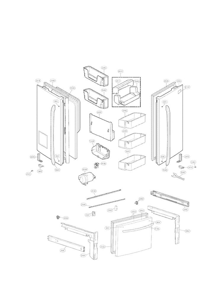 Door Parts Diagram and Parts List for LFX28979ST 02 LG Refrigerator