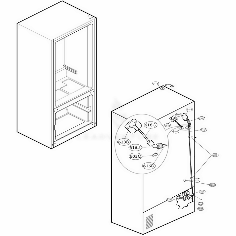 Ice And Icemaker Parts Diagram and Parts List for LFX25961AL AAVCLGA LG Refrigerator