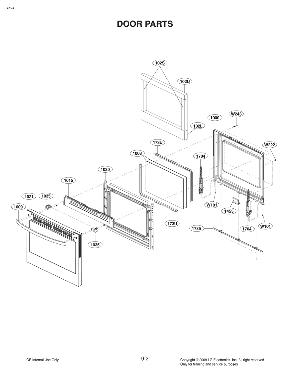 Door Parts Diagram and Parts List for FG4753LS ASTELGA LG Range