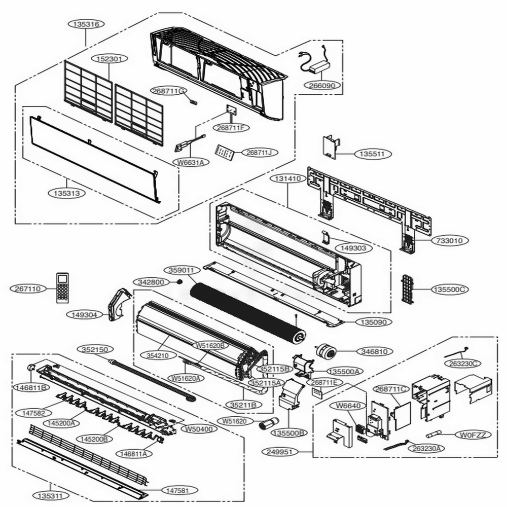 Main Diagram and Parts List for LMAN187HVT EMBAEUS LG Air Conditioner