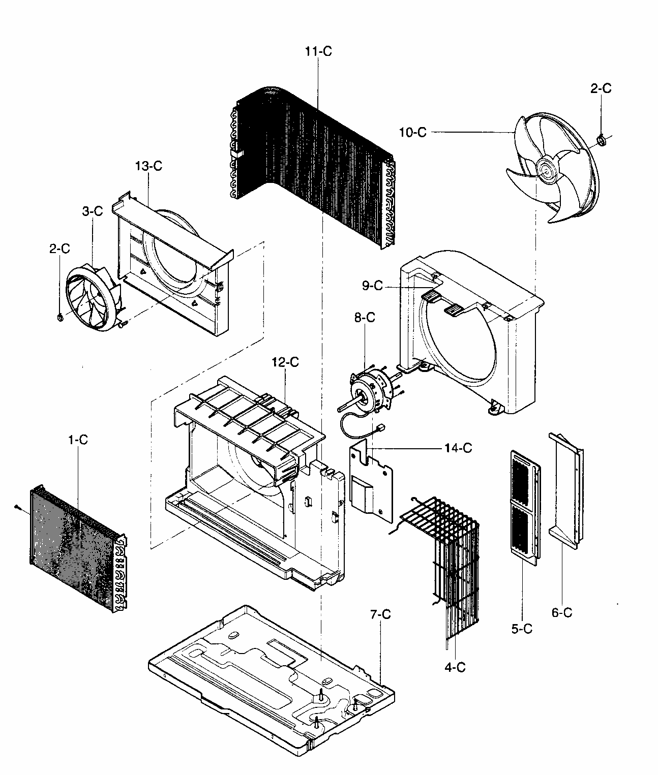 Air Handling Diagram and Parts List for 58075085500  Kenmore Air Conditioner
