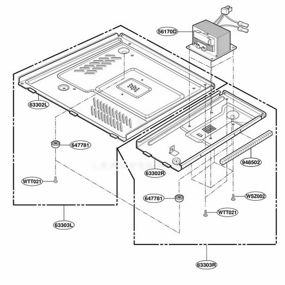 Base Plate Parts Diagram and Parts List for YMT2145SJQ0 AMWEWPC LG Range