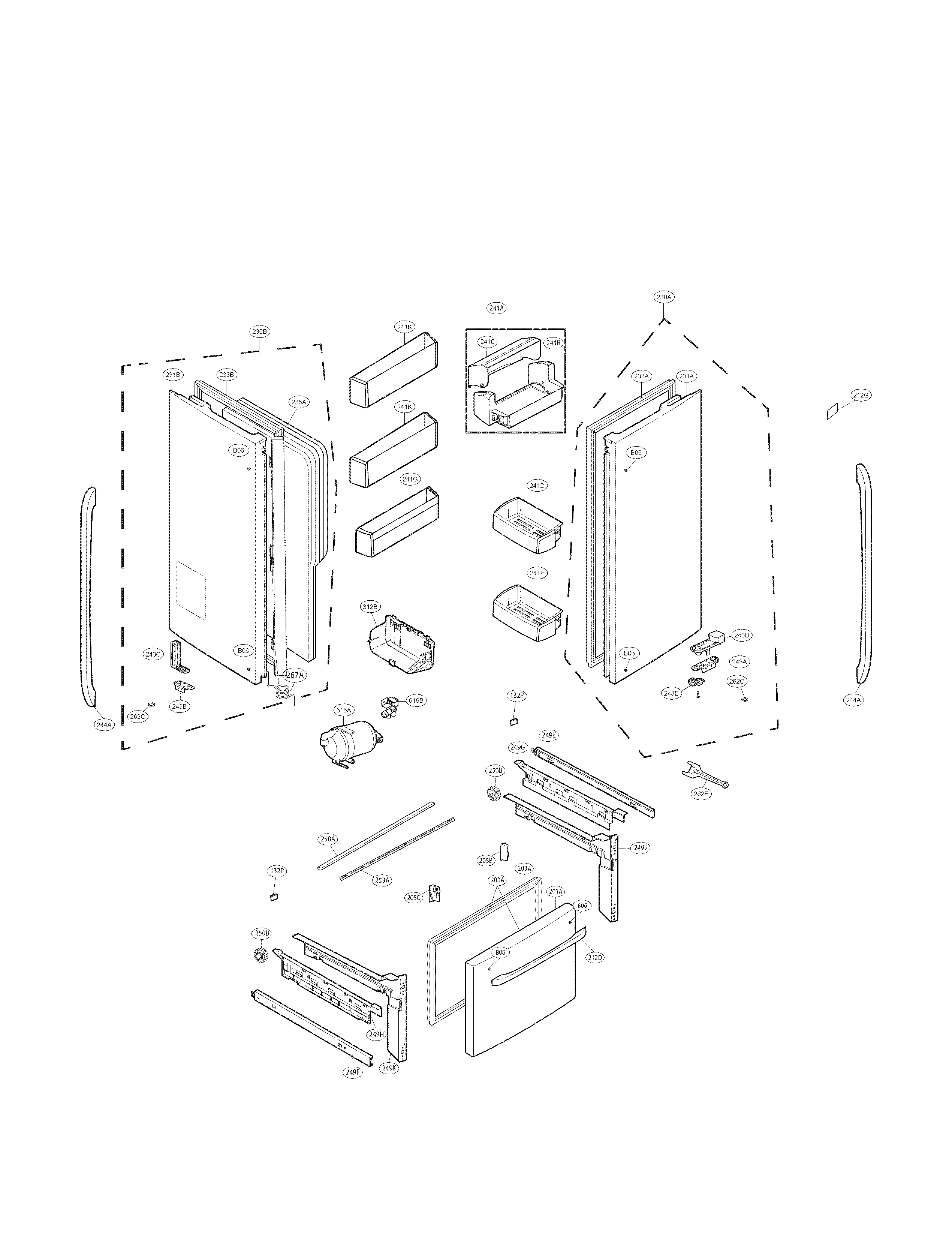 Door Parts Diagram and Parts List for 79570322312  Kenmore Refrigerator