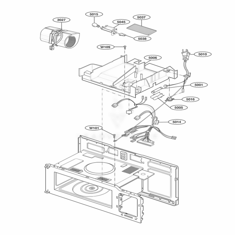 Interior Parts 2 Diagram and Parts List for MH6141XKQ AW2EWRP LG Wall Oven