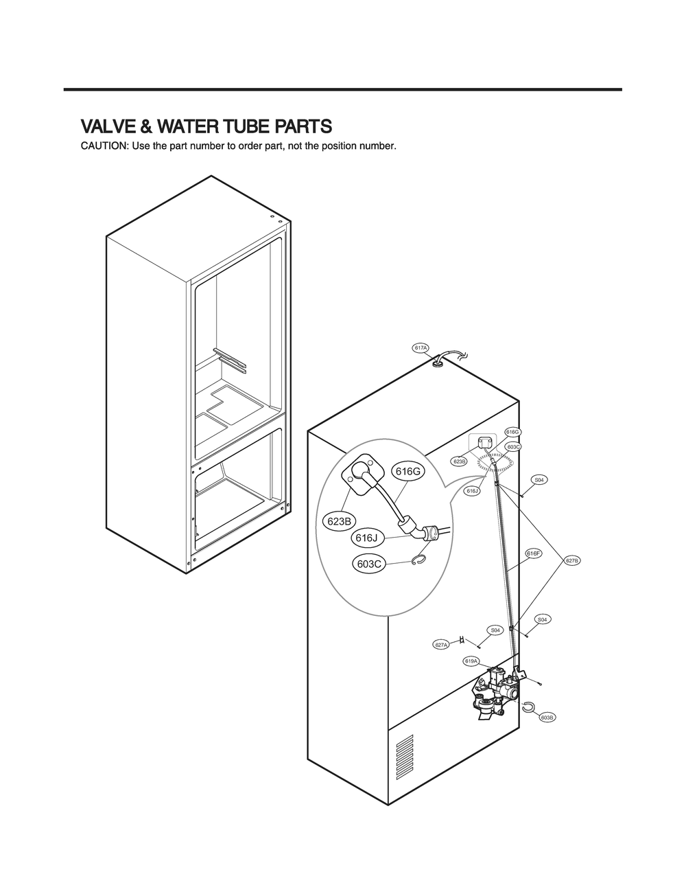 Valve And Water Tube Parts Diagram and Parts List for GR-L31GHSJF ASTCNA0 LG Refrigerator
