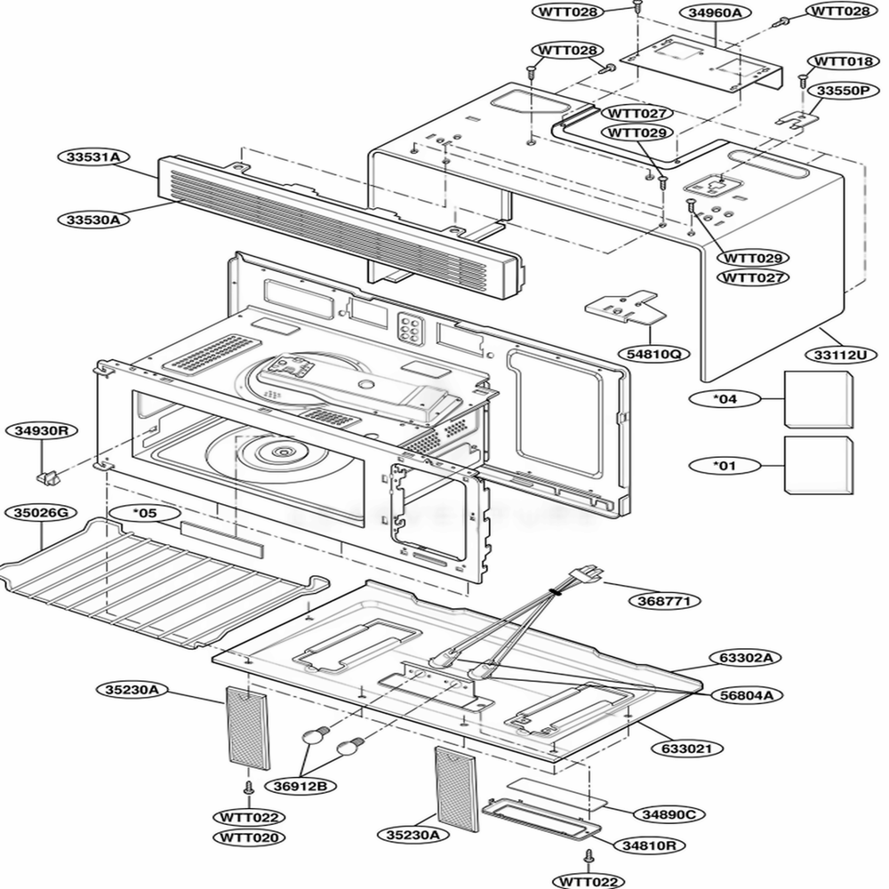 Oven Cavity Parts Diagram and Parts List for MH7130XEZ3 A3EWRP LG Range