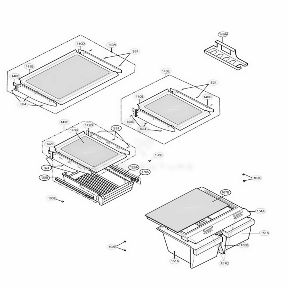 Refrigerator Parts Diagram and Parts List for 65202 ASWCSEA LG Refrigerator