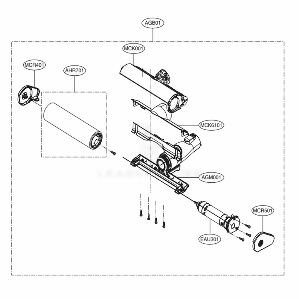 Flufy Nozzle Assembly Diagram and Parts List for A906SM AFSELGA LG Upright Vacuum