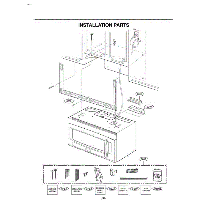 Section 5 Diagram and Parts List for LMVM2055SB ABKELGA LG Microwave Oven Combo