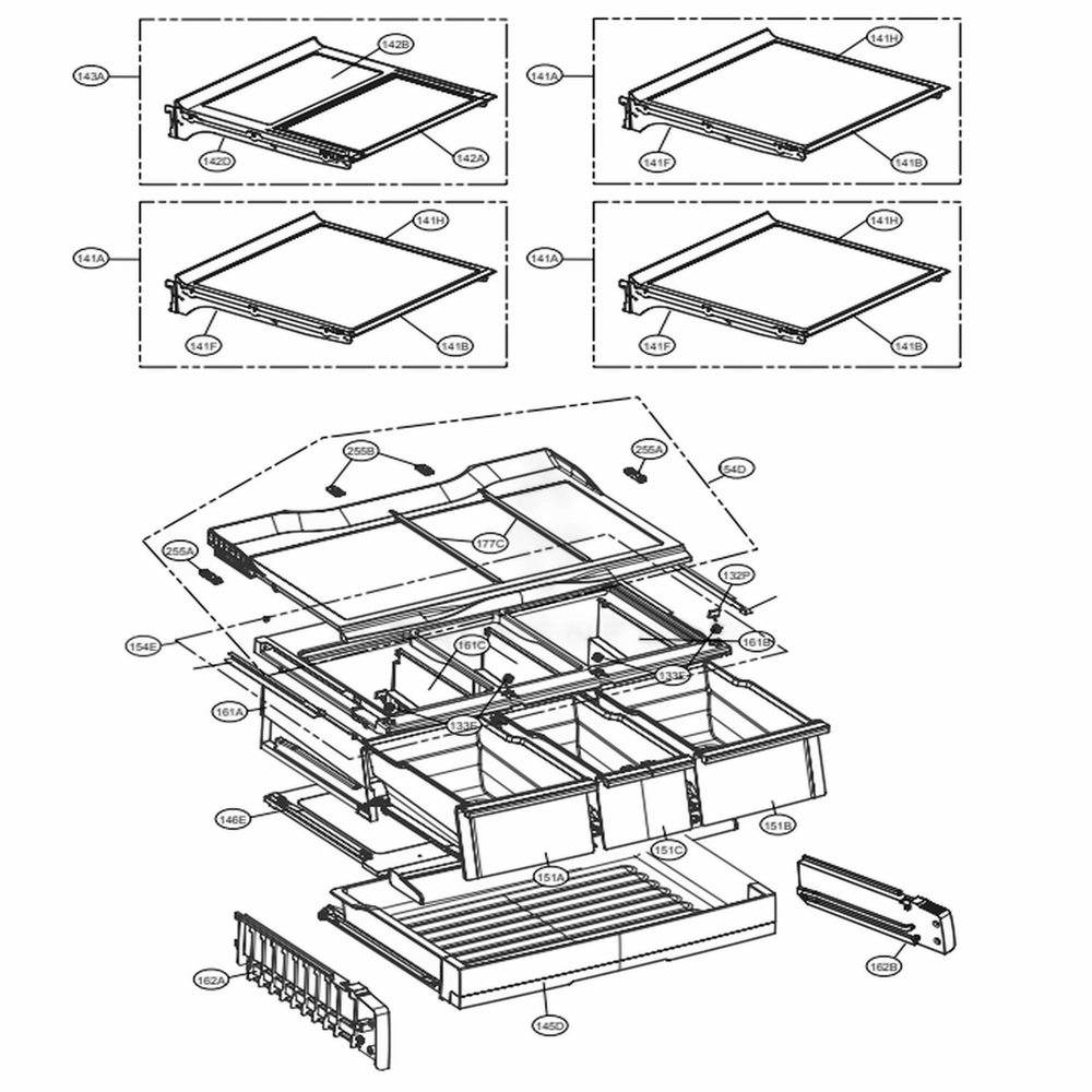 Refrigerator Parts Diagram and Parts List for LFCS31626S ASTCNA2 LG Refrigerator
