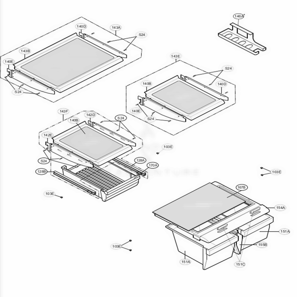 Refrigerator Parts Diagram and Parts List for 65219 AWBCSEF LG Refrigerator