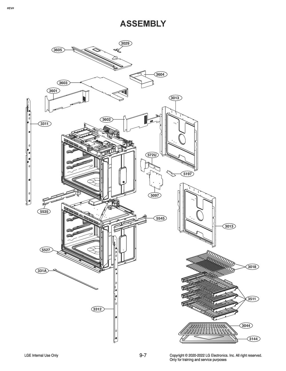 Assembly Diagram and Parts List for WDEK9419S ASTLSGN LG Wall Oven