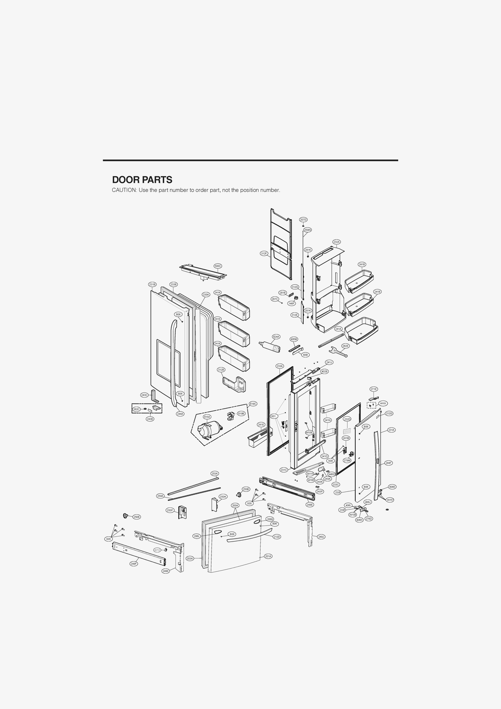 Door Parts Diagram and Parts List for GR-J318LSJM ASTCNA0 LG Refrigerator