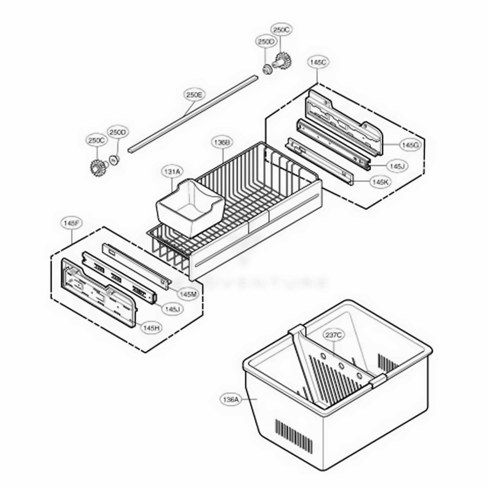 Freezer Parts Diagram and Parts List for 78733 AST5SER LG Refrigerator
