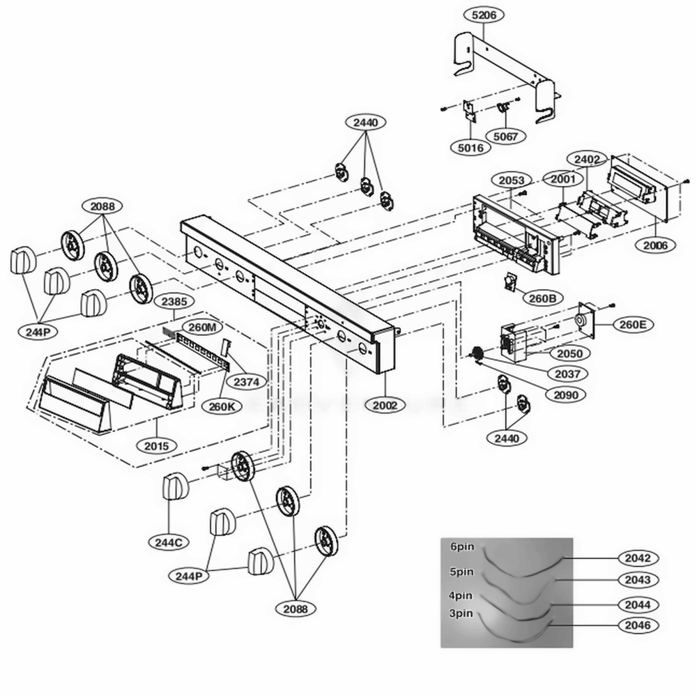 Control Parts Diagram and Parts List for UPSG3014ST AS1ESGN LG Wall Oven