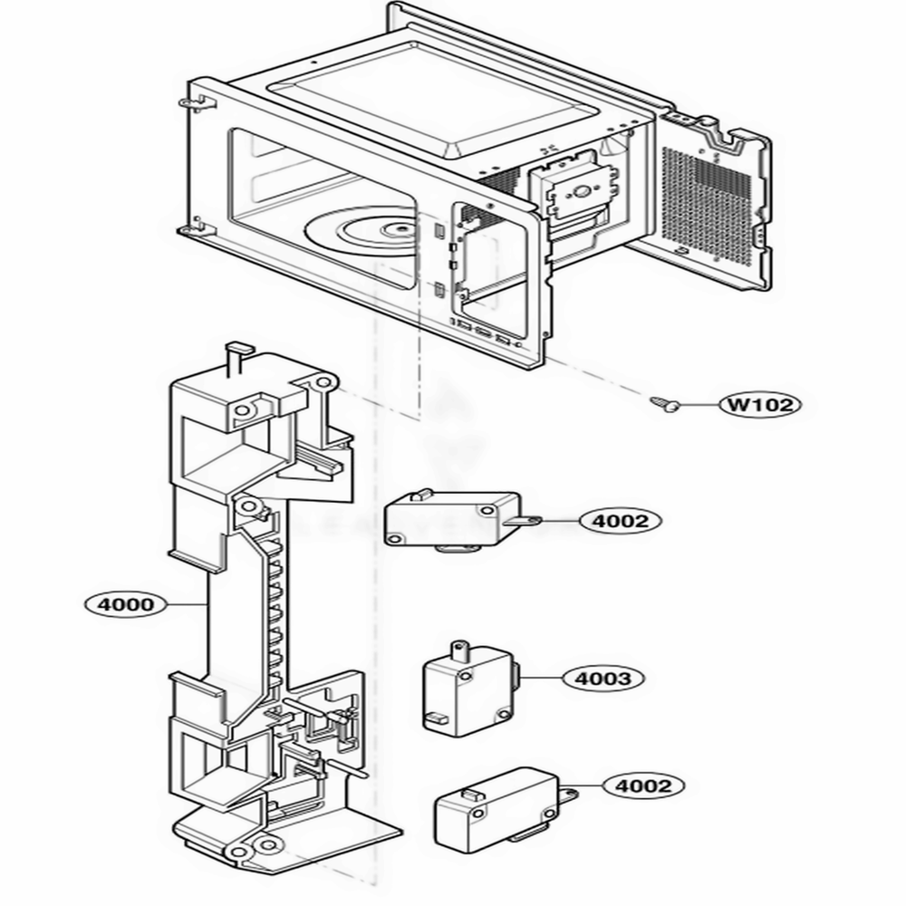 Latch Board Parts Diagram and Parts List for 65223 CSBESEA LG Range