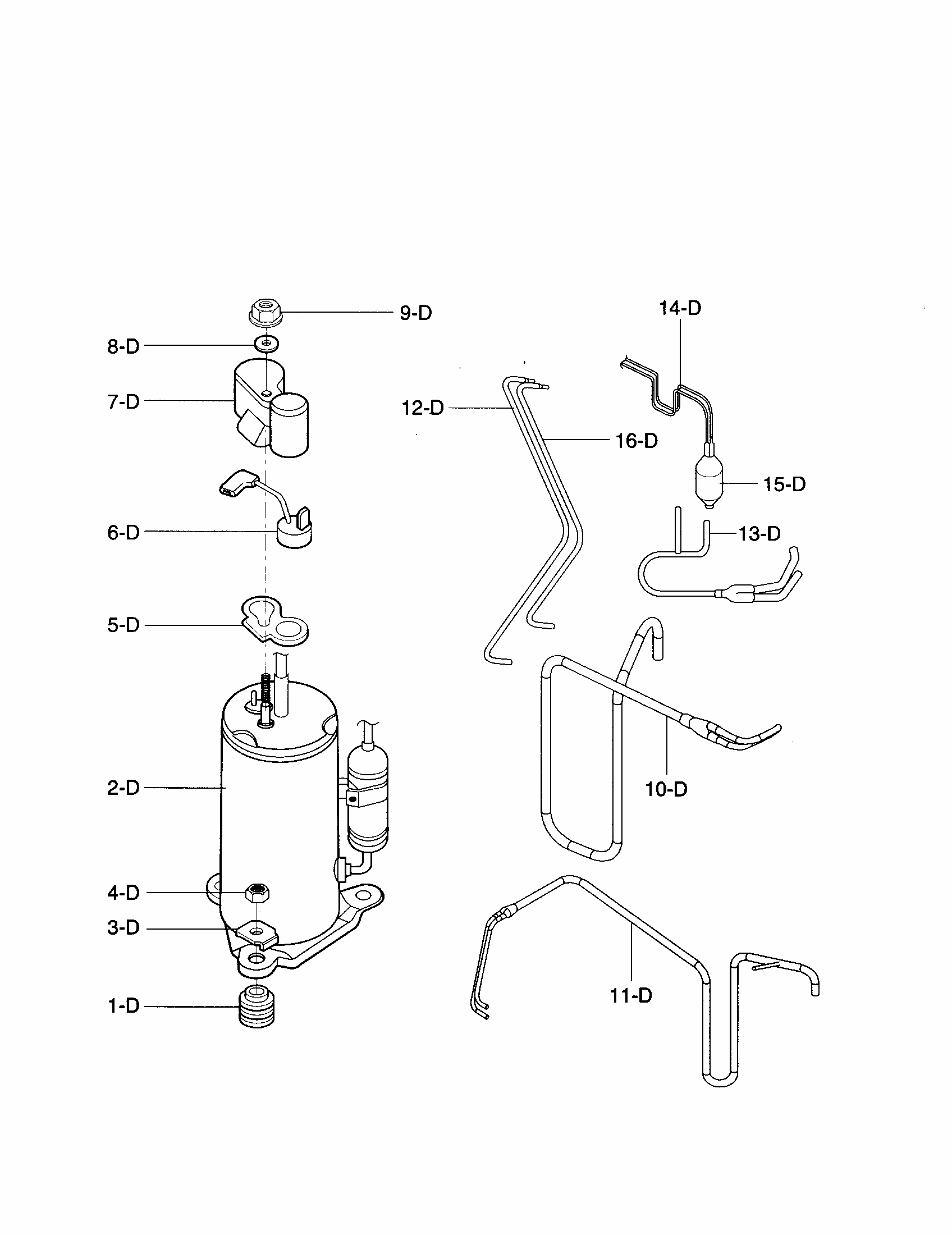Compressor Diagram and Parts List for 58074121300  Kenmore Air Conditioner