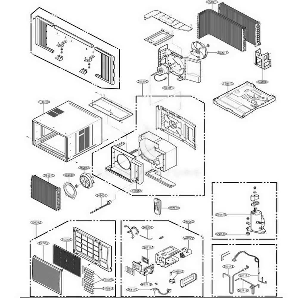 Main Diagram and Parts List for WG2404R AWYAWMT LG Air Conditioner