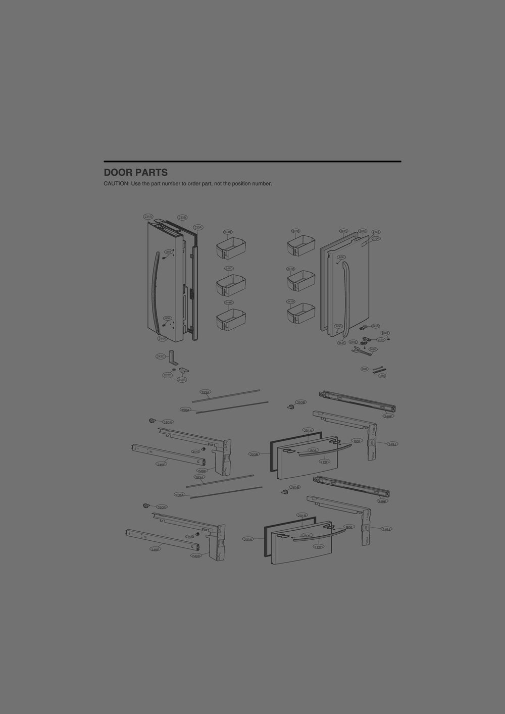 Door Parts Diagram and Parts List for GR-G27ANSNM ASTCNA2 LG Refrigerator