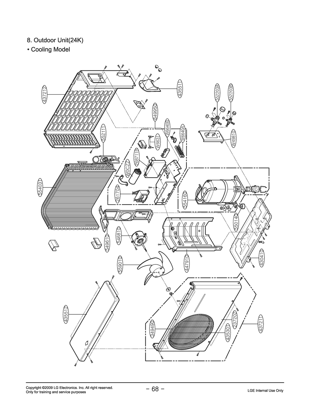 Outdoor Unit Diagram and Parts List for LSUK2430CM ASI6RMC LG Air Conditioner