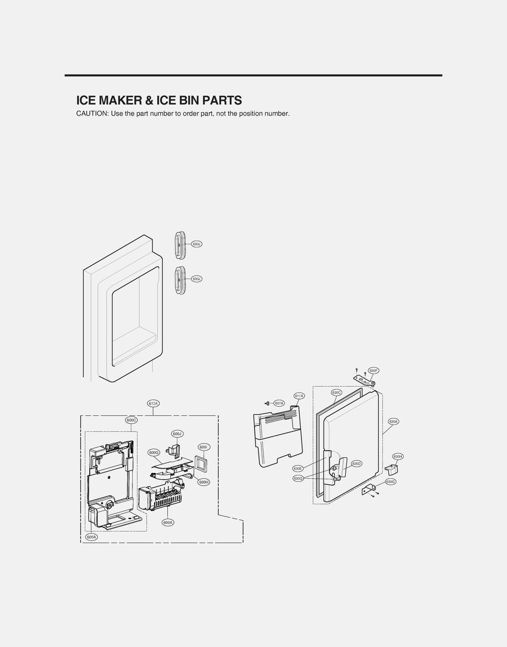 Ice Maker And Ice Bin Parts Diagram and Parts List for GR-L318LSJM ASTCNA1 LG Refrigerator