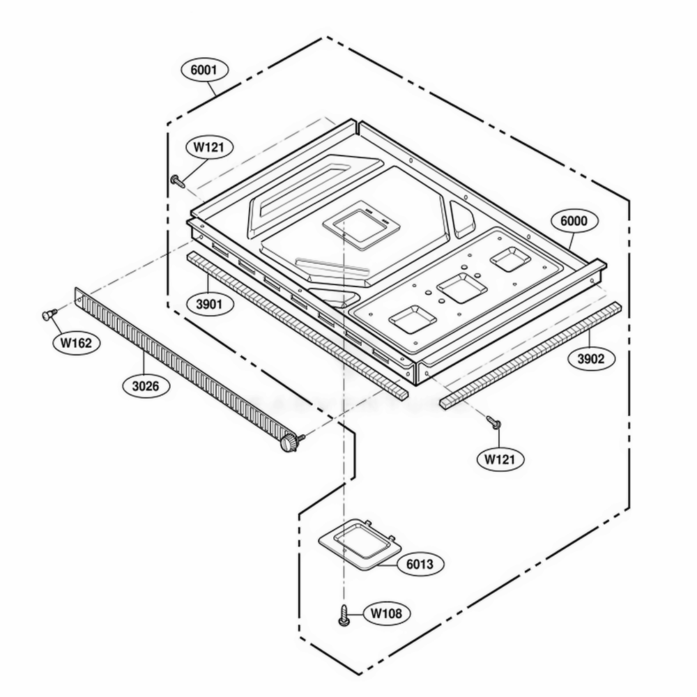 Base Plate Parts Diagram and Parts List for RCS511A ASTQAMA LG Range