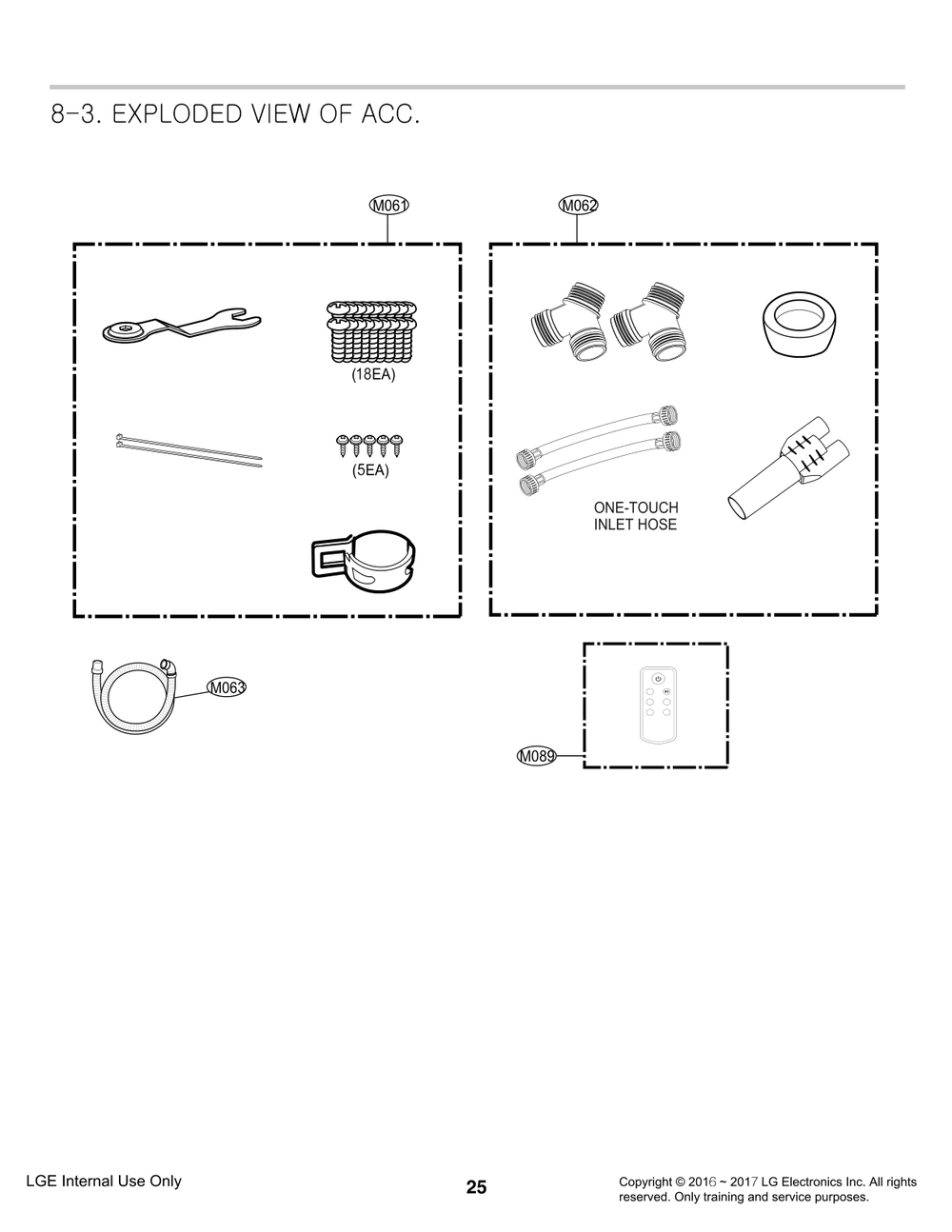 Accessories Diagram and Parts List for F70E2UDNK4 ASSEEUS LG Washer