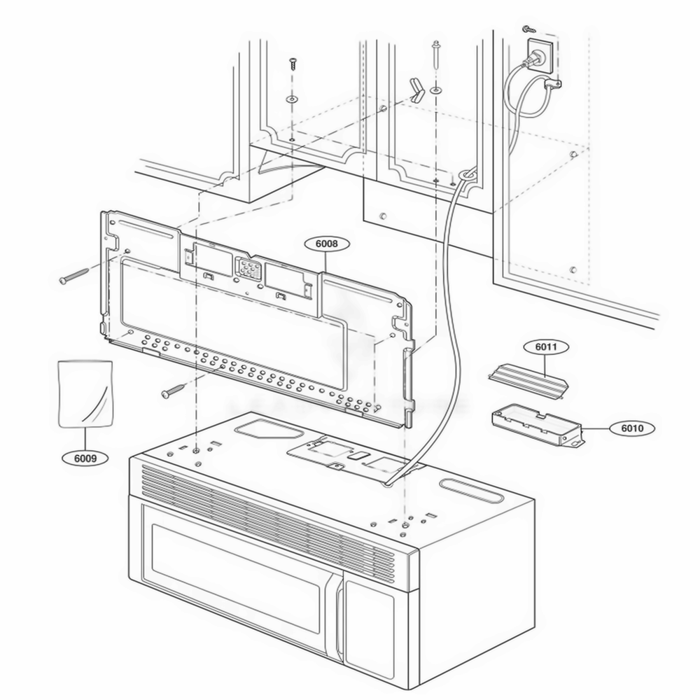 Installation Parts Diagram and Parts List for MH6140XKB ABKEWRP LG Wall Oven