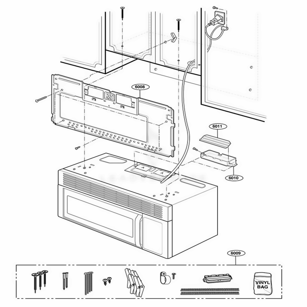 Installation Parts Diagram and Parts List for JVM1533WD CWHEGEU LG Wall Oven