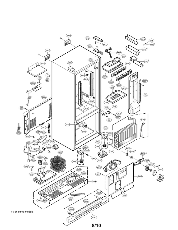 Case Parts Diagram and Parts List for LRDN20720BQ  LG Refrigerator