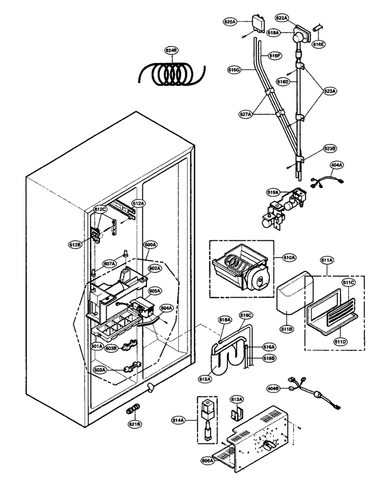 Ice/water Parts Diagram and Parts List for LRSCS21935TT  LG Refrigerator
