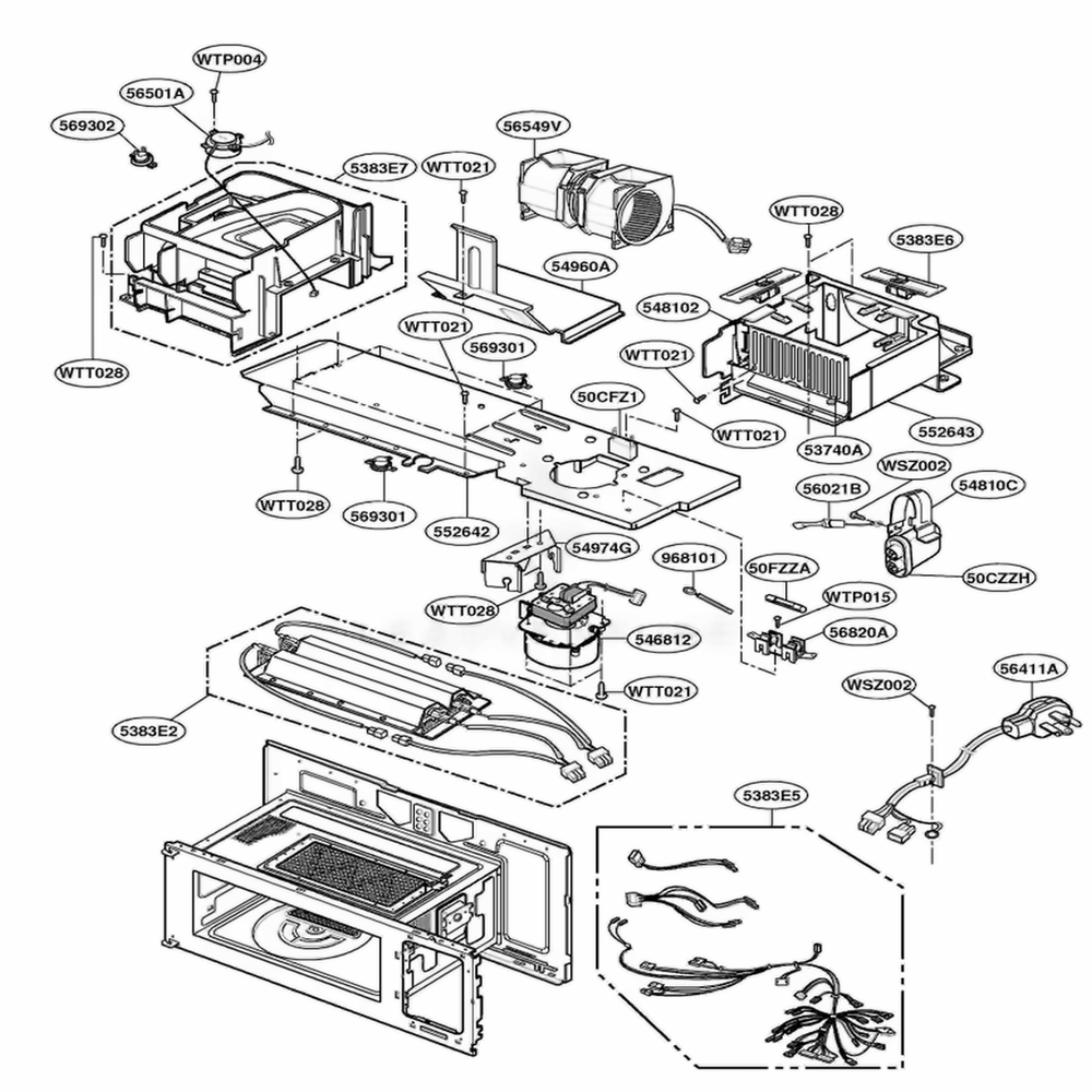 Interior Part 2 Diagram and Parts List for SCA2000BWW AWHEGEU LG Range