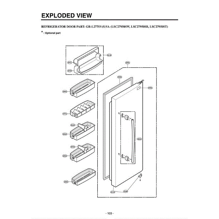 Section 7 Diagram and Parts List for LSC27950ST ASTCLGA LG Refrigerator