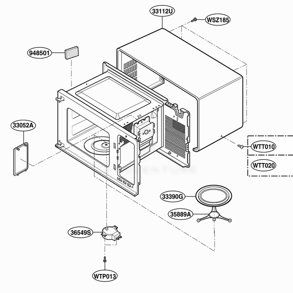 Oven Cavity Parts Diagram and Parts List for MT4110SKQ KMWEWRP LG Wall Oven