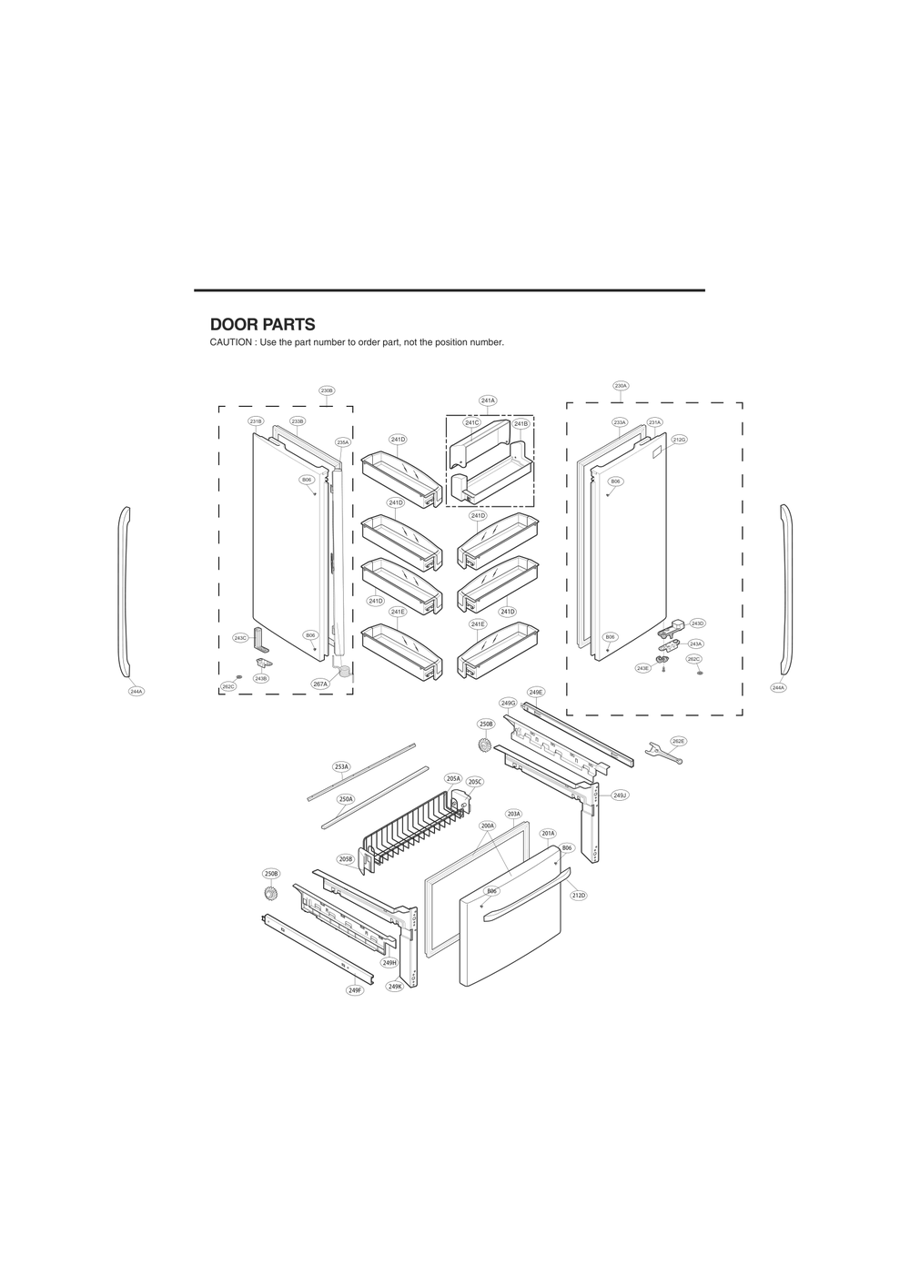 Door Parts Diagram and Parts List for GC-B258USNZ ASTCNA8 LG Refrigerator