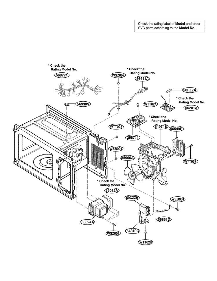 Oevn Interior Parts Diagram and Parts List for LTM9000ST-01  LG Microwave