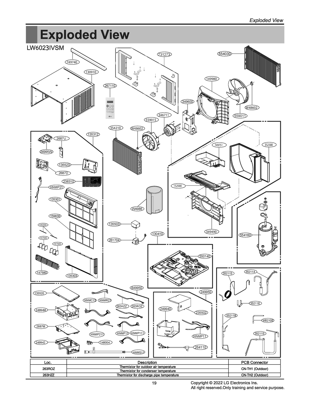 Diagram 1 Diagram and Parts List for LW6023IVSM AT1AUSH LG Air Conditioner