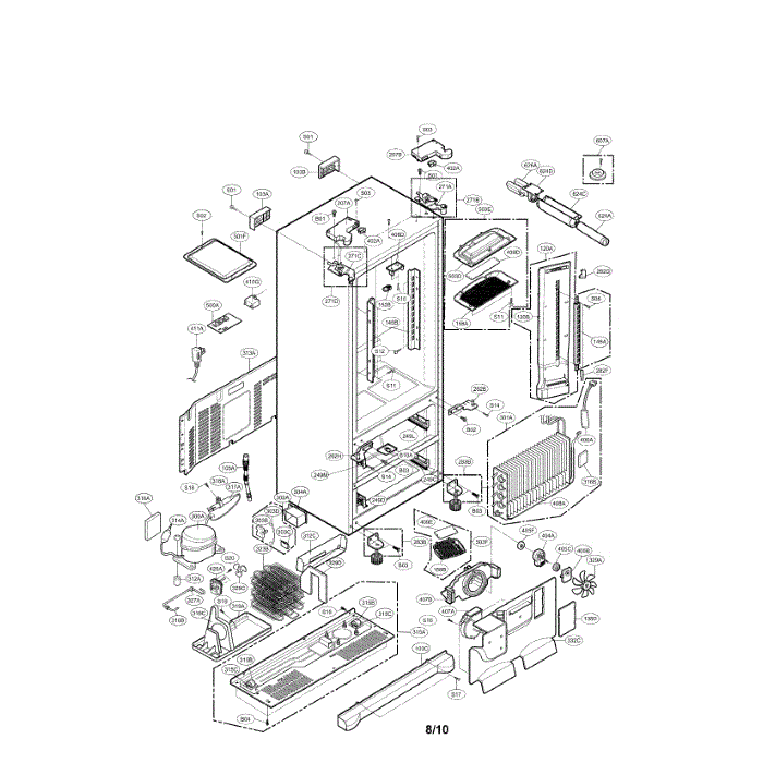 Case Diagram and Parts List for LMX25981SB 00 LG Refrigerator