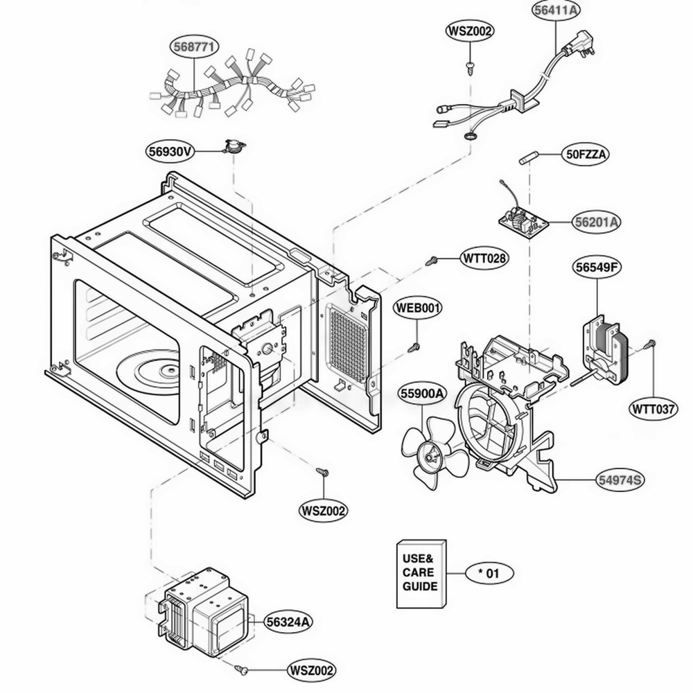 Interior Parts 2 Diagram and Parts List for MT4070SKB CBKEWRP LG Wall Oven