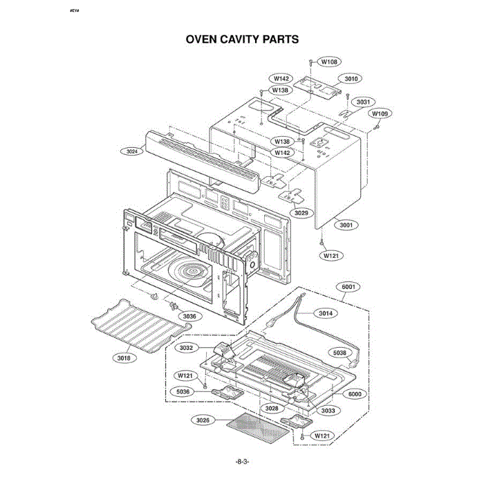 Section 4 Diagram and Parts List for LMV1825SB ABKELGA LG Microwave Oven Combo