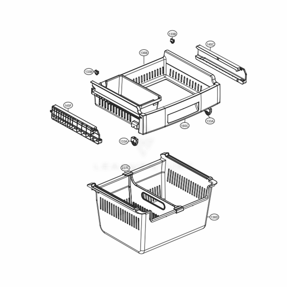 Freezer Parts Diagram and Parts List for LFC24786ST ASTCNA1 LG Refrigerator