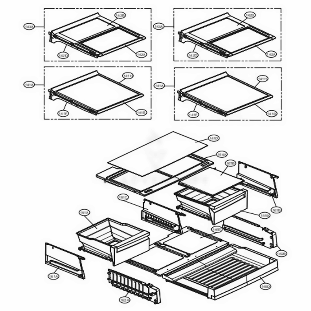 Refrigerator Parts Diagram and Parts List for 72373 ASTCSE2 LG Refrigerator