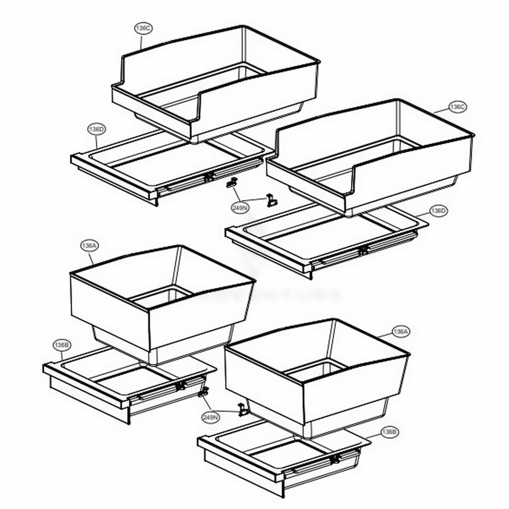 F-Room Drawer Part Diagram and Parts List for URNTS3106N AGRCNA1 LG Refrigerator