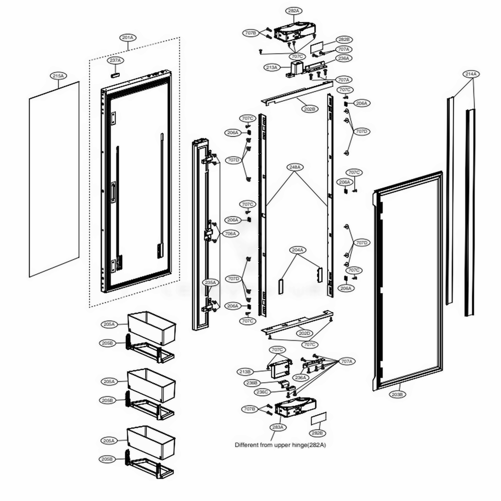 Refrigerator Room Left Compartment Diagram and Parts List for SKSFD3604P ASWCNA0 LG Range